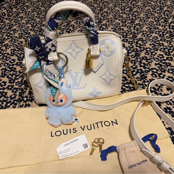 Louis Vuitton White & Light Blue Alma BB Satchel - Picture 5 of 5